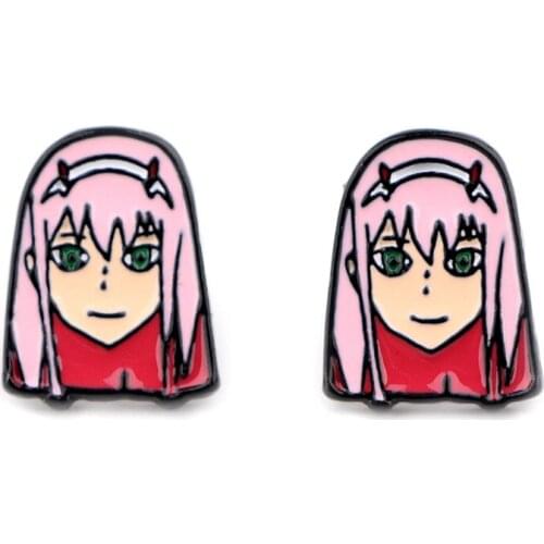 1 Pair Lovely Japan Anime DARLING In The FRANXX Stud Earrings for Women Girls Enamel Alloy Earings Cosplay Figure Toys Gifts