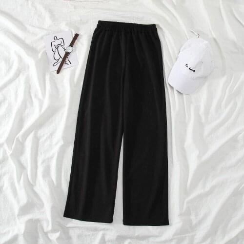 Wide-Leg Pants for Female Students Korean Style Loose Spring Summer New High Waist Cropped Pants Drooping Slimming All-Matching