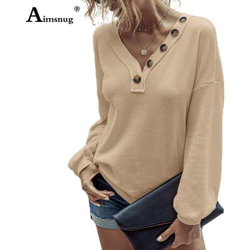 Fashion 2020 Women Sweater Autumn Patchwork Buttons Long Sleeve V-neck Pullovers Knitted Sweaters Femme Winter Warm Clothes