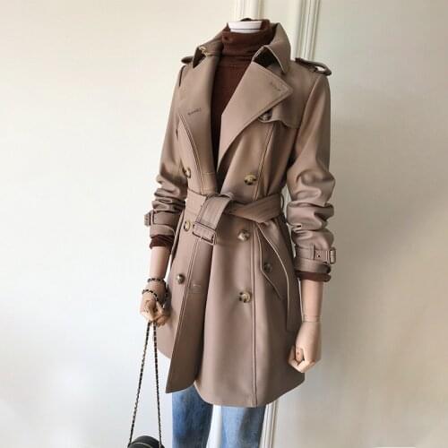 New 2021 Womens Genuine Leather Coat Jacket Mid-length Luxury Female Long Trench Overcoats With Belt дубленка женская