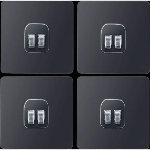 1/5pcs 8*8cm Plastic Kitchen Bathroom Strong Sticking Wall Hook Hanger Transparent Seamless Adhesive Hook