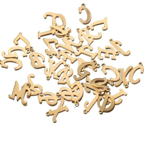 100pcs Stainless Steel A-Z 26 Letter Pendant Gold Fit Bracelets Necklace DIY Earring Charms for Jewelry Making Bulk Wholesale