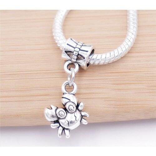 Classic beads 25pcs/lot Retro crab charm fit bracelet pendants for diy jewelry making