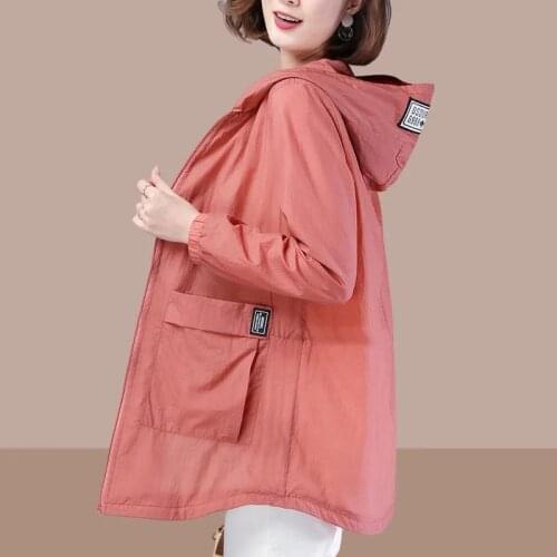 2021 New Fashion Windbreaker Womens Jacket Sun protection Coat Long Sleeve Hooded Thin Jackets Female Outerwear Plus Size 5XL