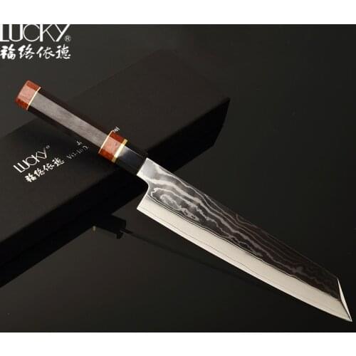 24cm Sushi Sashimi Knife Japanese vg10 Damascus Steel Kiritsuke Salmon Fish Fillet Kitchen Chef Knife with Octagon Handle 2.1G