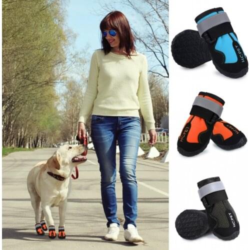 4pcs/set Pet Shoes For Small Large Dogs Outdoor Reflector Shoes For Dog Paws Puppy Boots Waterproof Big Dogs Shoes