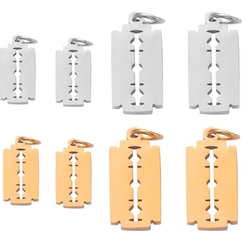 5pcs Stainless Steel Razor Blades Charms Pendant Men Jewelry for DIY Bracelet&Necklaces Jewelry Making Handmade with Jump Ring