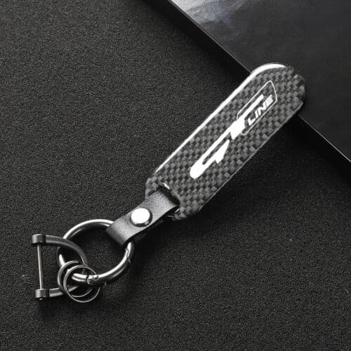 Keychain For Sonata Kia GT LINE ELANTRA Sportage Stinger kia 2021 k5 gtline Peugeot GT GTLine Carbon fiber Car Logo key ring