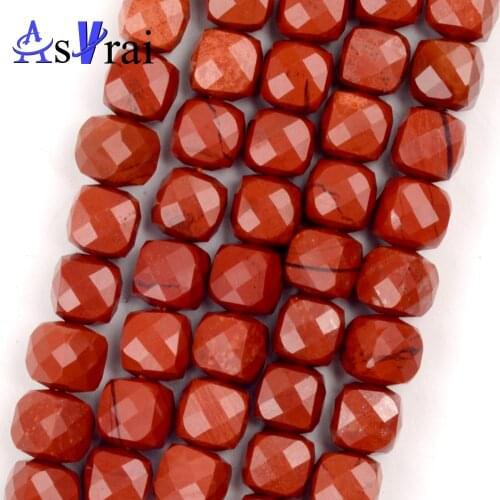 High Quality Genuine Natural Stone Faceted Red Jaspers Beads For Jewelry Making Square Loose Spacer Beads DIY Bracelet Necklace