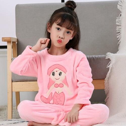 Listing Girls Pajamas Warm Thicken Autumn Winter Flannel Pyjama Children Coral Fleece Cartoon Sleepwear Kids Pijamas Bathrobe