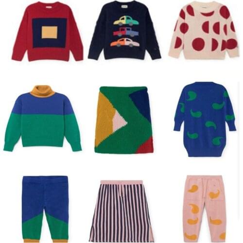 Kids Sweater 2019 Winter StRafina Boys Girls Geomatric Stripe Knitted Sweater Children Knitted Clothing Set Baby Top Cardigan