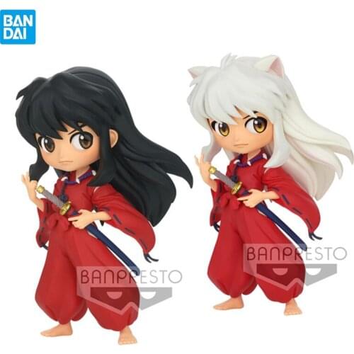 Original in stock banpresto Q posket Inuyasha anime figures black hair white hair Action Figure 14cm model Brinquedos kids toys