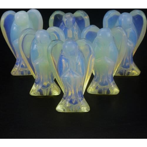 Crystal Angel Statue 1 pcs 50mm Opalite Angel Figurine Healing Reiki Office Decor Mascot Good Lucky Angels Decorating Ornaments