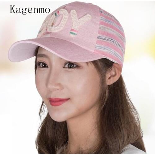 Kagenmo New Women Hat Cap Adjustable Casquet Female Baseball Cap Summer Hip Hop Dad Hat Cute Bone Fashion Pink Cap