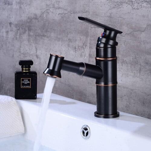 Bathroom Basin faucet Brass Sink Mixer Taps Hot and Cold Pull Out Faucet Black/ Antique Bathroom Crane Single Handle Water Taps