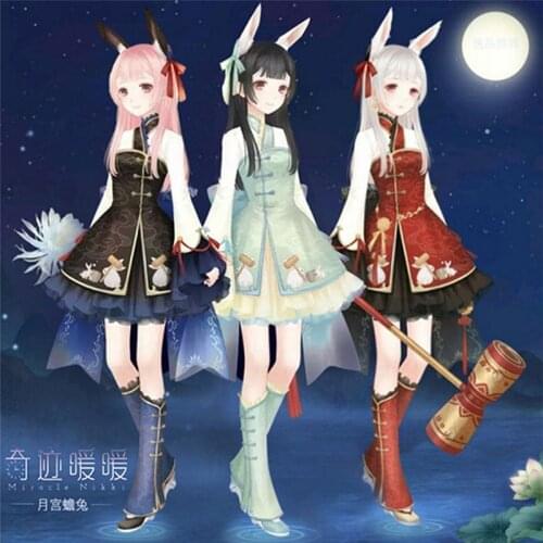 Hot Cartoon Miracle Nikki Anime Cosplay Dress Halloween Nikki Cos Female cartoon Rabbit set Cosplay Costume Free Shipping