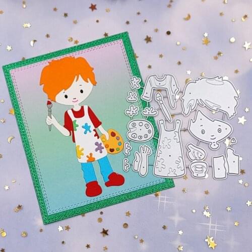 Cartoon Drawing Boy Carbon Steel Cutting Dies DIY Scrapbooking Photo Album Cards R7UB