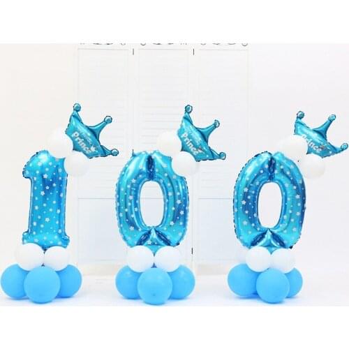32 Inch Crown Digital Balloon Baby Birthday Party Decoration Birthday Decoration Aluminum Foil Balloon Set