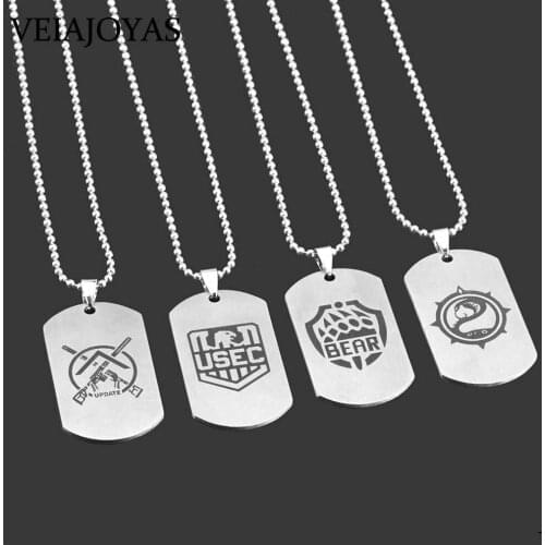 New Arrive Game Escape from Tarkov Stainless Dog Tag Pendant Necklaces BEAR USEC Cosplay Car Keychains for Men Jewelry Gifts