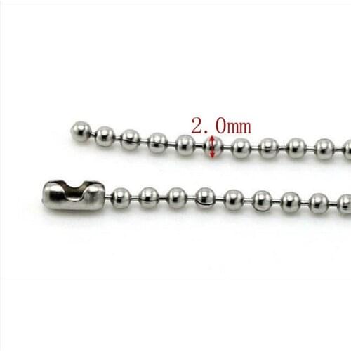 Wholesale 100pcs/lot 2.0mm*4.0inch Nickel Stainless Steel Ball Bead Chain Beads Connector Chains For Keychains Garment Tags