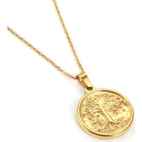 Stainless Steel Jewelry Woman Tree Of Life Necklace 2020 Fashion Jewelry Summer Accessories Choker Chain Necklace Women