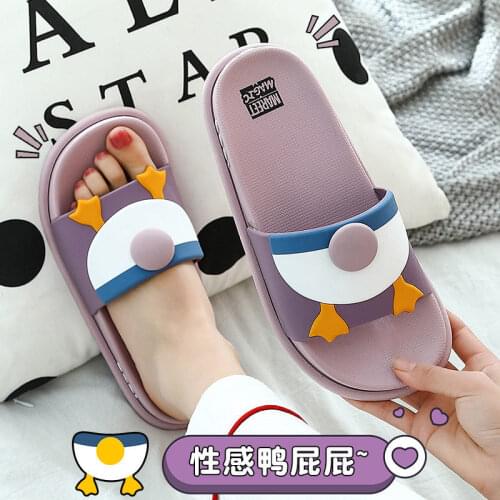 Slipper Female Lovely Home Cartoon Antiskid Bathroom Bath Outside Wear Home Couple Slipper Male Woman Slippers House Slippers