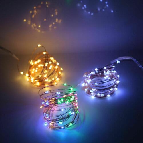 2-10M 100LED Starry Light String Fairy Garland Battery Power Copper Wire Lights For Party Christmas Wedding 9 Colors 10M 5M 2M