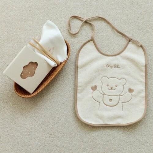 Embroidery Bear Bib Infant Towels Burp Cloths Cross stitch bib Baby bib Free shipping