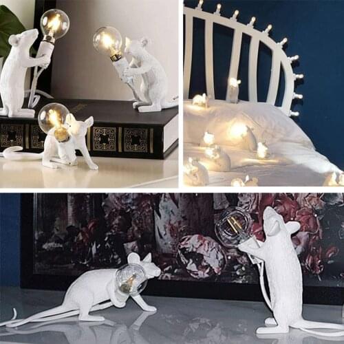 Resin Bedroom Mouse Shaped LED Light Desk Table Lamp Modern Kids Room Decor