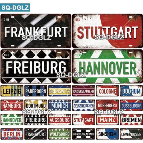 [SQ-DGLZ]Germany City License Plate Metal Sign Vintage Plaque Tin Sign Wall Decor Bar Decor BERLIN Team Flag Poster