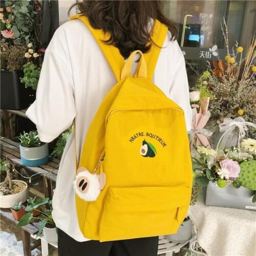 Style Canvas Backpack for Teenagers Avocado Travel Rucksack School Shoulder Bag Student Knapsacks Backpacks