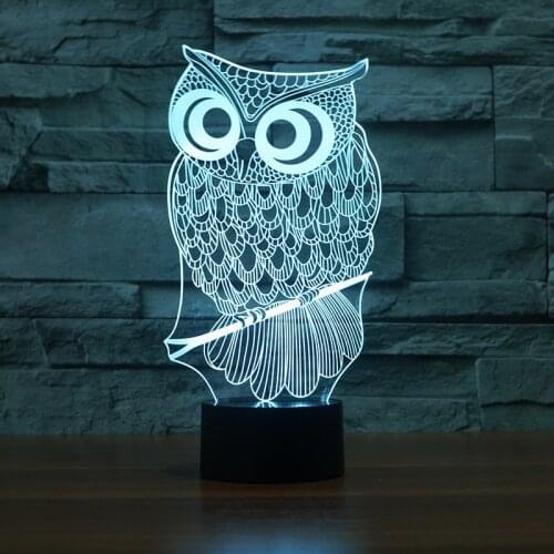 Owl Multi color Touch 3d Led Lamp Acrylic Visual Table Led Night Lamp Lovely cartoon childrens toys Led Night Light