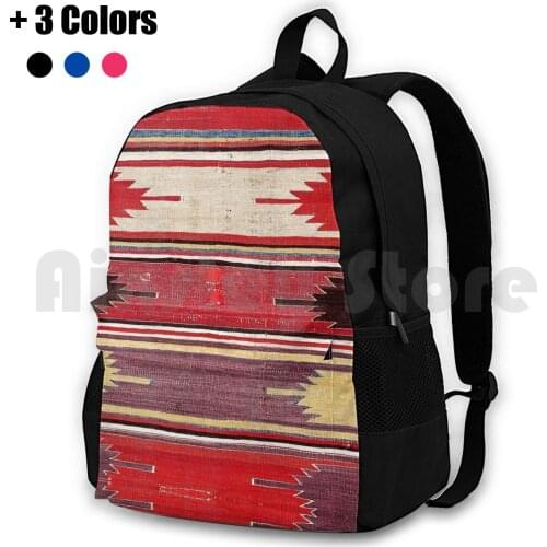Nevsehir Cappadocian Central Anatolian Kilim Print Outdoor Hiking Backpack Riding Climbing Sports Bag Vintage Vintage Rug