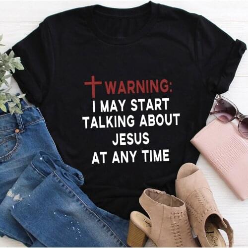 I Talking About Jesus Christian 100%Cotton Printed Women Tshirt Religious Womens Summer Casual Short Sleeve Top Tee Jesus Shirt