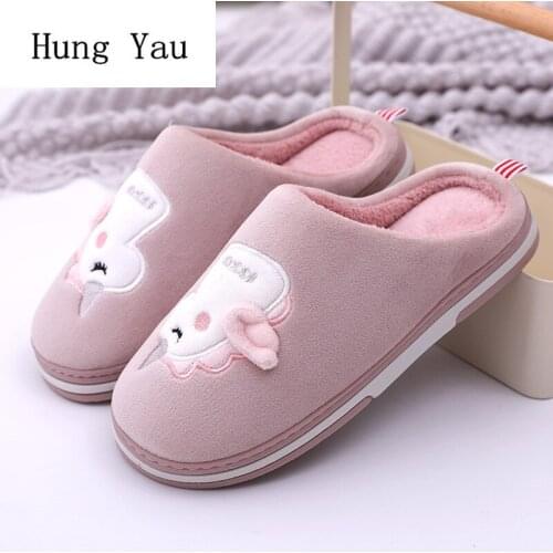 Women Men Slippers Flips Flops Winter Warm Shoes Cute Cartoon Fashion Home Slides Non-slip Couple Flats Indoor Comfortable