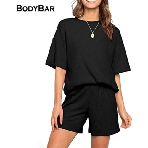 Summer Short Sleeve T Shirt Set For Lady Casual Sport O Neck Top + High Waist Short Suit Hot Selling Solid Color Short Tracksuit