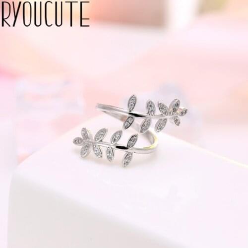 Bohemian Luxury Silver Color Leaf Rings for Women Bijoux Gift Female Adjustable Size Finger Rings Anillos Wholesale