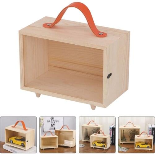 1PC Transparent Acrylic Cover Hand Basket Wooden Bridesmaid Gift Packing Box )