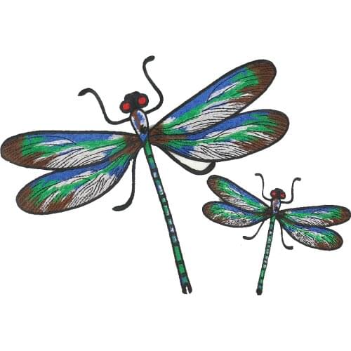 2PCS Large Dragonfly Embroidery Patch Badges Ironing on Clothes Sticker Appliques for Jackets Backpacks DIY Apparel Accessories