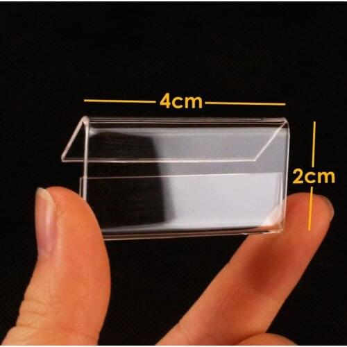 25pcs Mini Sign Transparent acrylic Display Holder Price Card Tag Label Counter Top Stand 20*40mm Acrylic