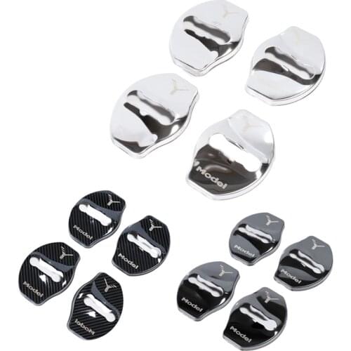 4Pcs Car Door Lock Buckle Cover for Tesla Model Y Accessories Door Lock Sticker Automobile Decoration