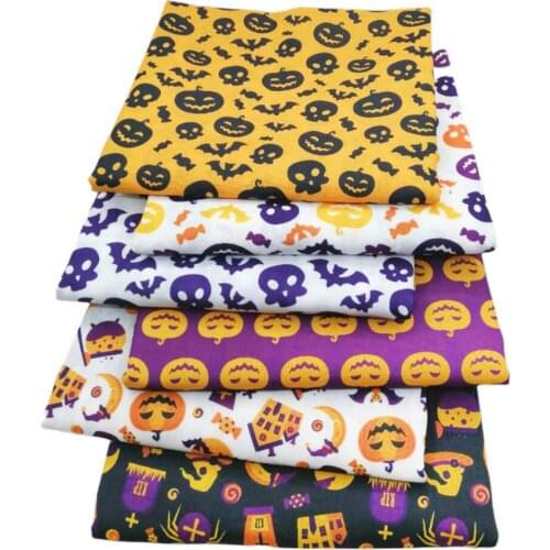 6pcs Halloween Fabric Cotton Pumpkin Ghost Pattern Fabric DIY Sewing Sofa Cover Bedsheet Toy Handmake Quilting Needlework