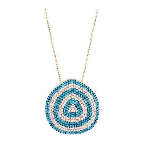 925 Sterling Silver Women Necklace with Nano Stone Evil Eye Design