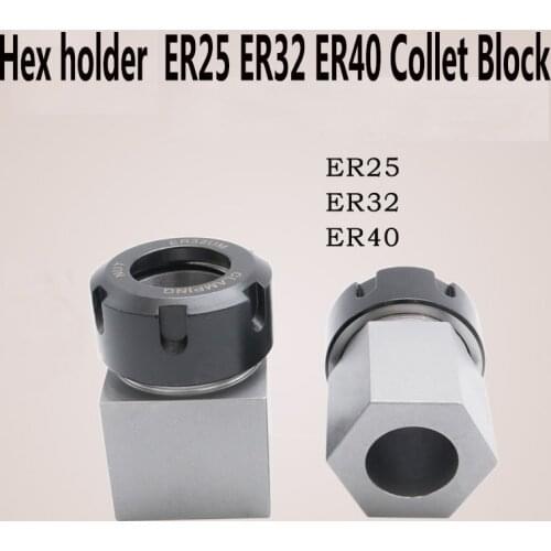 Spring Chuck Collet Holder square or Hex ER32 ER25 Collet Block 45x65mm For cnc machine Lathe Engraving Machine