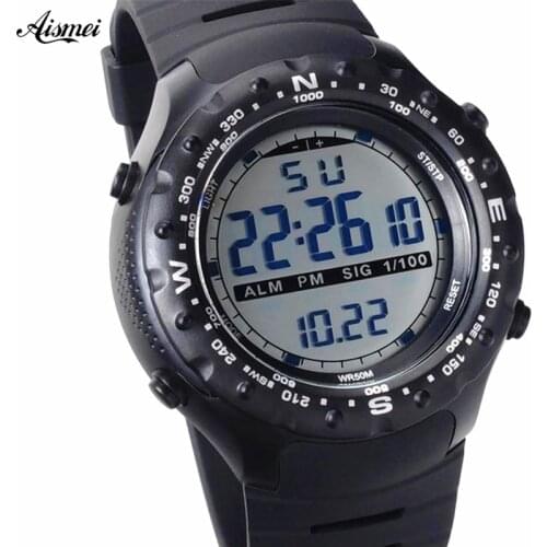 Aismei Brand Men Sports Watches Digital LED Military Watch Swim Alarm Outdoor Casual Wristwatches Hot Clock New 2018