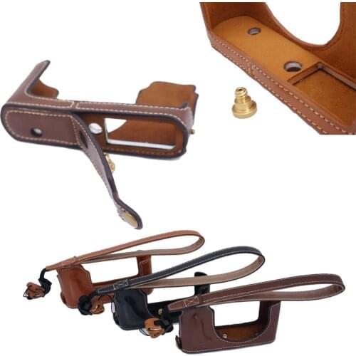 PU Leather Camera Bag Case For Leica D-LUX Type 109 Camera Case cover with Strap Black Coffee Brown