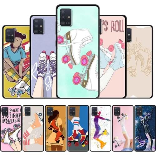 Black Soft Case for Samsung A51 A71 A21s A31 A12 A41 A32 M31 A52 M51 A11 A02s M30s A01 Capa Phone Cover Roller Skating Girl Capa