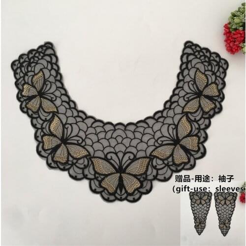 Black Organza Collar Venice Lace Fabric Dress Applique Pattern DIY Blouse Tailor DIY Neckline Clothing Decoration Accessories