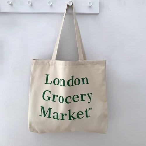 Canvas Tote Bag Shopper Bag Women Designer Handbags 2021 Girl Fashion Casual Large Capacity Green Letters Printing Shoulder Bags
