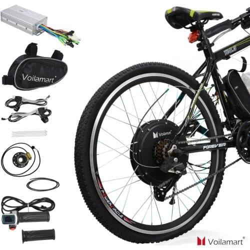 26" Rear Wheel 36V 500W Electric Bicycle Ebike Conversion Kit Hub Motor Brushless Gearless Motor Controller Crank Sensor